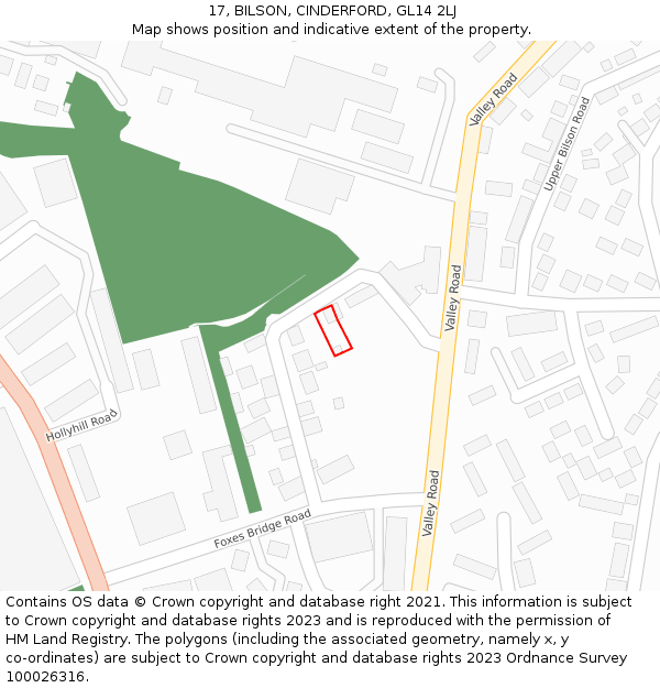 17, BILSON, CINDERFORD, GL14 2LJ: Location map and indicative extent of plot