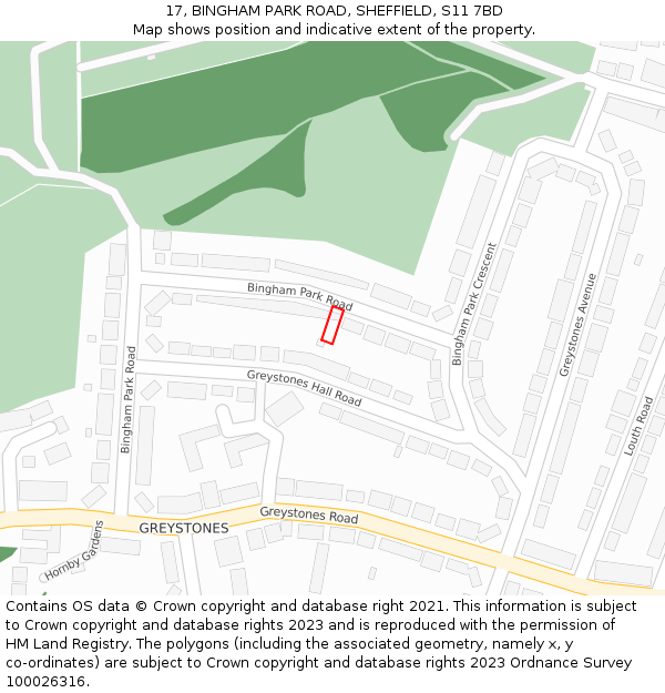 17, BINGHAM PARK ROAD, SHEFFIELD, S11 7BD: Location map and indicative extent of plot