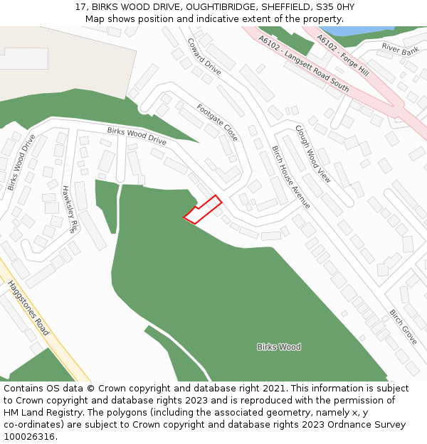 17, BIRKS WOOD DRIVE, OUGHTIBRIDGE, SHEFFIELD, S35 0HY: Location map and indicative extent of plot