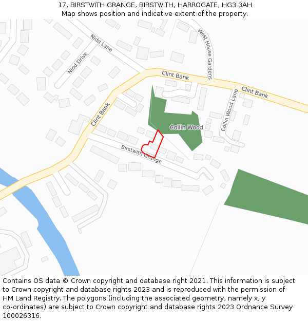 17, BIRSTWITH GRANGE, BIRSTWITH, HARROGATE, HG3 3AH: Location map and indicative extent of plot