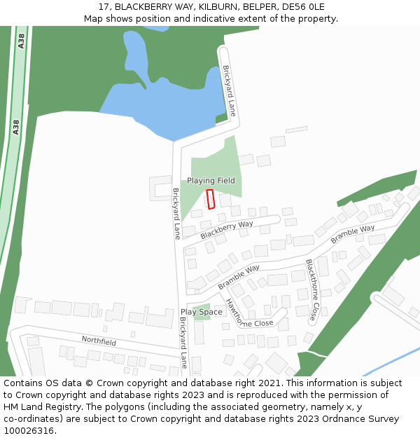17, BLACKBERRY WAY, KILBURN, BELPER, DE56 0LE: Location map and indicative extent of plot