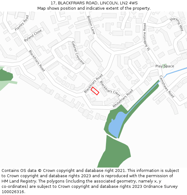 17, BLACKFRIARS ROAD, LINCOLN, LN2 4WS: Location map and indicative extent of plot