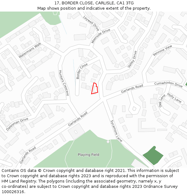 17, BORDER CLOSE, CARLISLE, CA1 3TG: Location map and indicative extent of plot