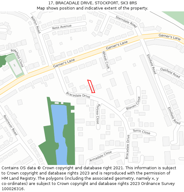 17, BRACADALE DRIVE, STOCKPORT, SK3 8RS: Location map and indicative extent of plot