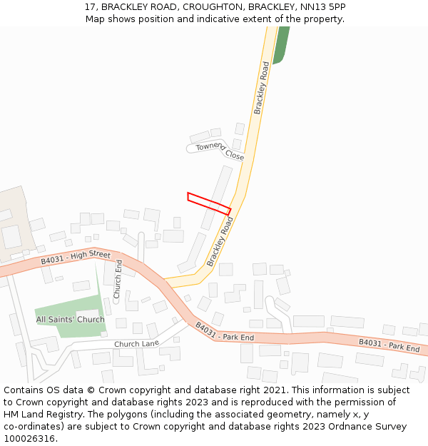 17, BRACKLEY ROAD, CROUGHTON, BRACKLEY, NN13 5PP: Location map and indicative extent of plot