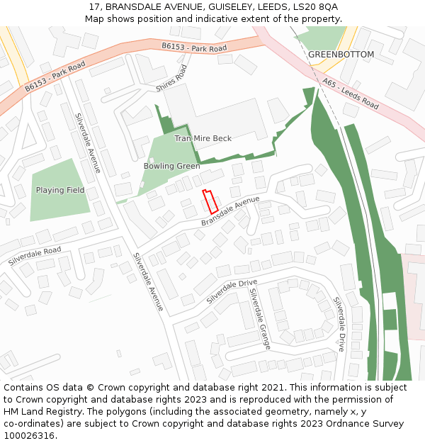 17, BRANSDALE AVENUE, GUISELEY, LEEDS, LS20 8QA: Location map and indicative extent of plot