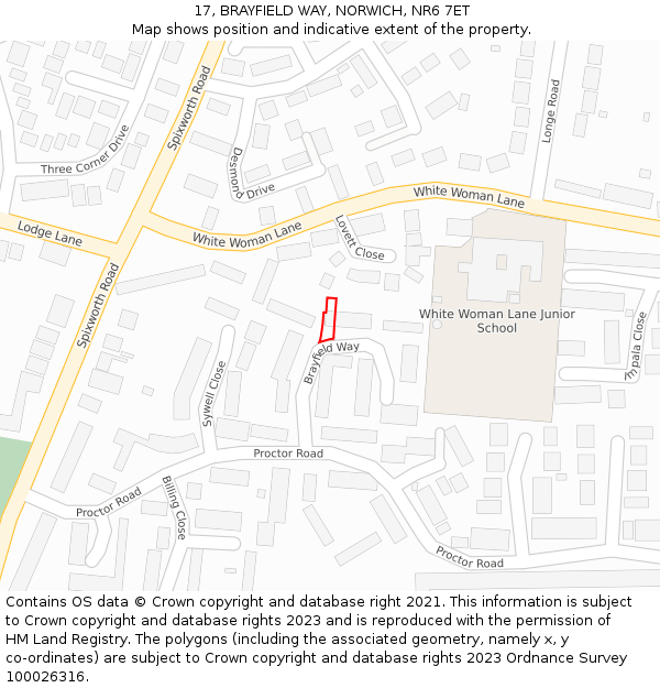 17, BRAYFIELD WAY, NORWICH, NR6 7ET: Location map and indicative extent of plot