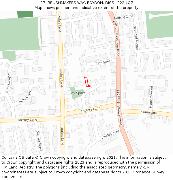 17, BRUSHMAKERS WAY, ROYDON, DISS, IP22 4QZ: Location map and indicative extent of plot