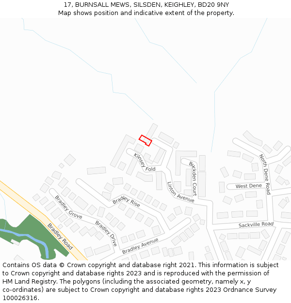 17, BURNSALL MEWS, SILSDEN, KEIGHLEY, BD20 9NY: Location map and indicative extent of plot