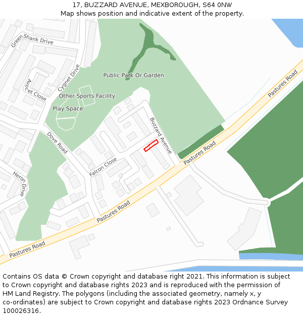 17, BUZZARD AVENUE, MEXBOROUGH, S64 0NW: Location map and indicative extent of plot