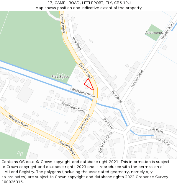 17, CAMEL ROAD, LITTLEPORT, ELY, CB6 1PU: Location map and indicative extent of plot