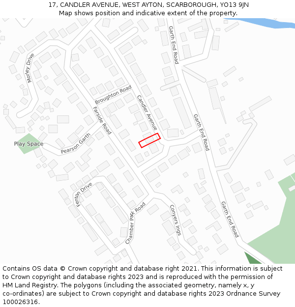 17, CANDLER AVENUE, WEST AYTON, SCARBOROUGH, YO13 9JN: Location map and indicative extent of plot