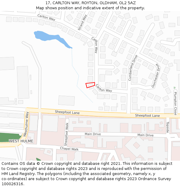 17, CARLTON WAY, ROYTON, OLDHAM, OL2 5AZ: Location map and indicative extent of plot