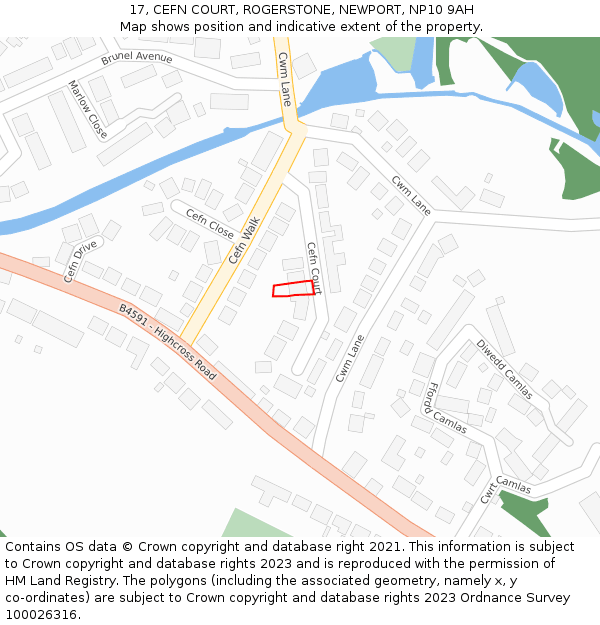 17, CEFN COURT, ROGERSTONE, NEWPORT, NP10 9AH: Location map and indicative extent of plot