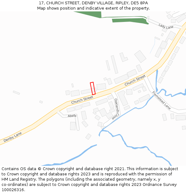 17, CHURCH STREET, DENBY VILLAGE, RIPLEY, DE5 8PA: Location map and indicative extent of plot