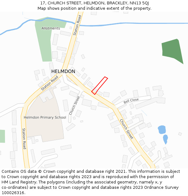 17, CHURCH STREET, HELMDON, BRACKLEY, NN13 5QJ: Location map and indicative extent of plot