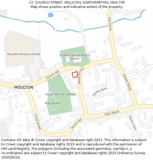 17, CHURCH STREET, MOULTON, NORTHAMPTON, NN3 7SP: Location map and indicative extent of plot