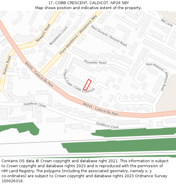 17, COBB CRESCENT, CALDICOT, NP26 5BY: Location map and indicative extent of plot