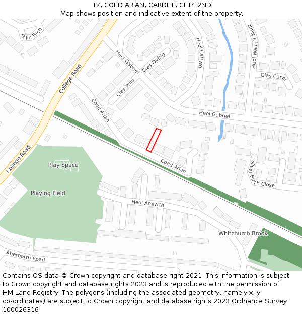 17, COED ARIAN, CARDIFF, CF14 2ND: Location map and indicative extent of plot