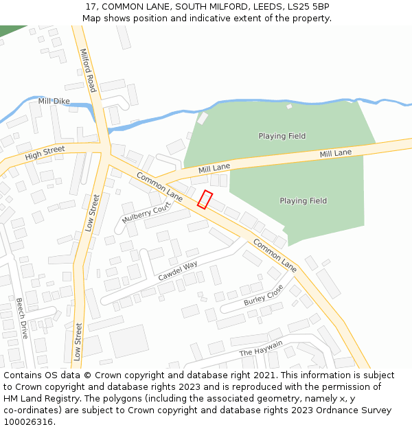 17, COMMON LANE, SOUTH MILFORD, LEEDS, LS25 5BP: Location map and indicative extent of plot