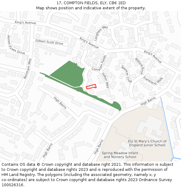 17, COMPTON FIELDS, ELY, CB6 1ED: Location map and indicative extent of plot