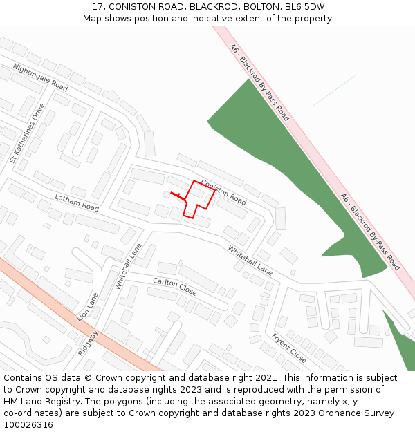 17, CONISTON ROAD, BLACKROD, BOLTON, BL6 5DW: Location map and indicative extent of plot