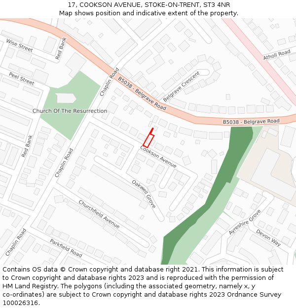 17, COOKSON AVENUE, STOKE-ON-TRENT, ST3 4NR: Location map and indicative extent of plot