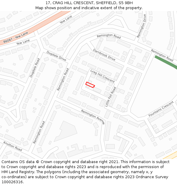 17, CRAG HILL CRESCENT, SHEFFIELD, S5 9BH: Location map and indicative extent of plot