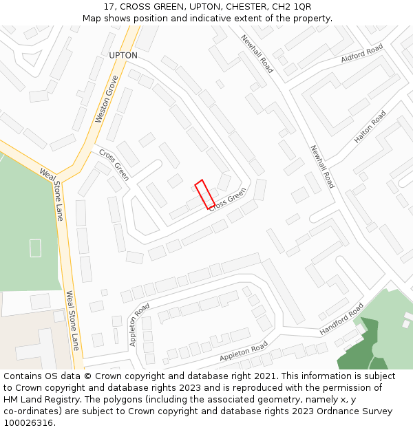 17, CROSS GREEN, UPTON, CHESTER, CH2 1QR: Location map and indicative extent of plot