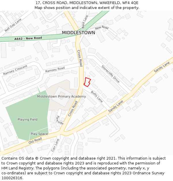 17, CROSS ROAD, MIDDLESTOWN, WAKEFIELD, WF4 4QE: Location map and indicative extent of plot