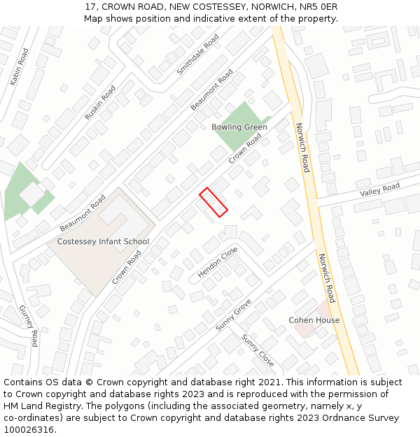 17, CROWN ROAD, NEW COSTESSEY, NORWICH, NR5 0ER: Location map and indicative extent of plot