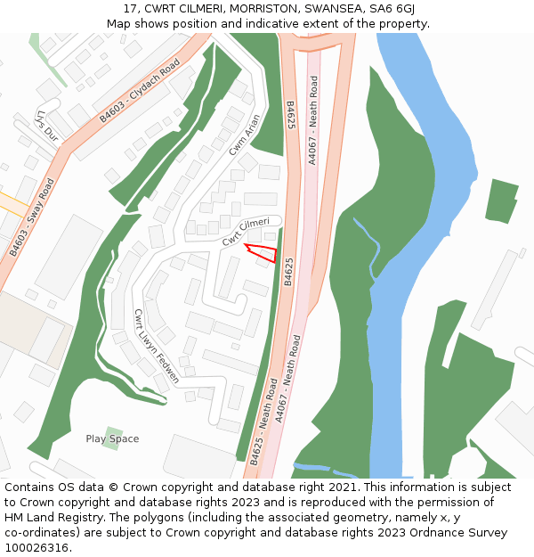 17, CWRT CILMERI, MORRISTON, SWANSEA, SA6 6GJ: Location map and indicative extent of plot