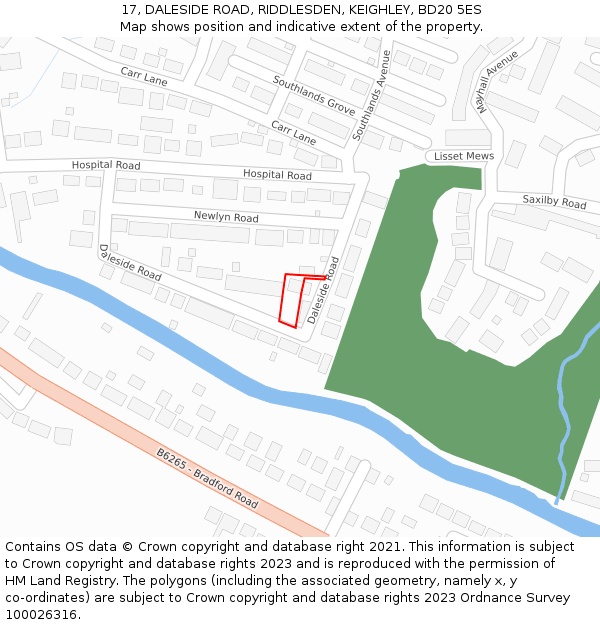 17, DALESIDE ROAD, RIDDLESDEN, KEIGHLEY, BD20 5ES: Location map and indicative extent of plot