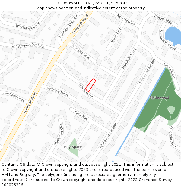 17, DARWALL DRIVE, ASCOT, SL5 8NB: Location map and indicative extent of plot