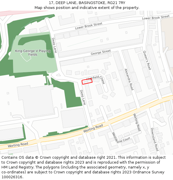 17, DEEP LANE, BASINGSTOKE, RG21 7RY: Location map and indicative extent of plot