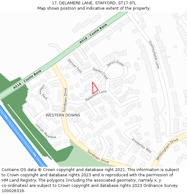 17, DELAMERE LANE, STAFFORD, ST17 9TL: Location map and indicative extent of plot