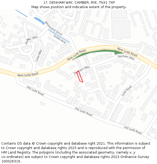 17, DENHAM WAY, CAMBER, RYE, TN31 7XP: Location map and indicative extent of plot