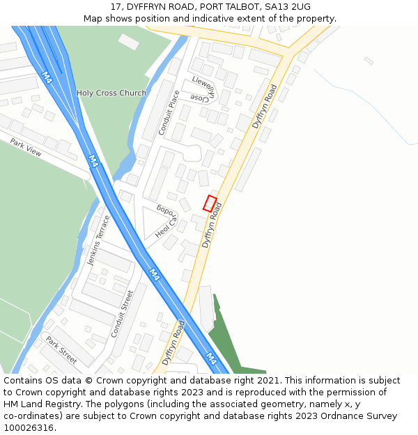 17, DYFFRYN ROAD, PORT TALBOT, SA13 2UG: Location map and indicative extent of plot