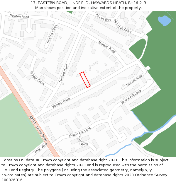 17, EASTERN ROAD, LINDFIELD, HAYWARDS HEATH, RH16 2LR: Location map and indicative extent of plot