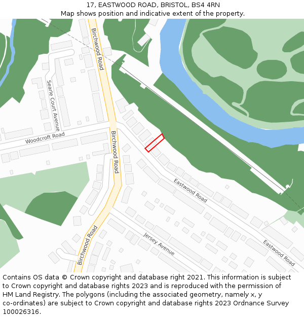 17, EASTWOOD ROAD, BRISTOL, BS4 4RN: Location map and indicative extent of plot