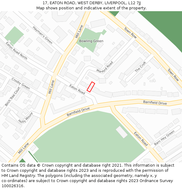 17, EATON ROAD, WEST DERBY, LIVERPOOL, L12 7JJ: Location map and indicative extent of plot