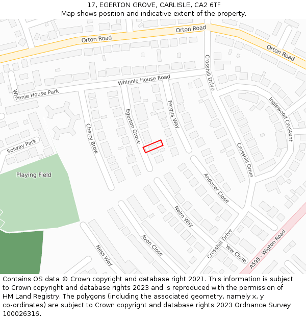 17, EGERTON GROVE, CARLISLE, CA2 6TF: Location map and indicative extent of plot