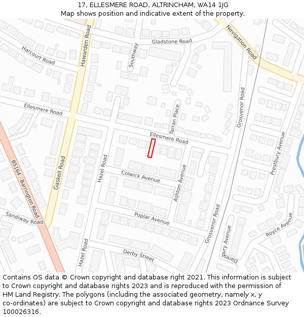 17, ELLESMERE ROAD, ALTRINCHAM, WA14 1JG: Location map and indicative extent of plot