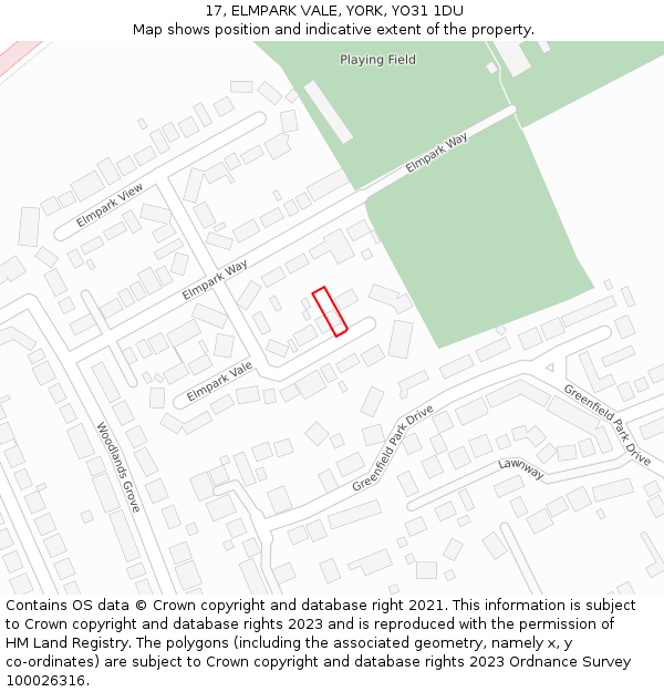 17, ELMPARK VALE, YORK, YO31 1DU: Location map and indicative extent of plot