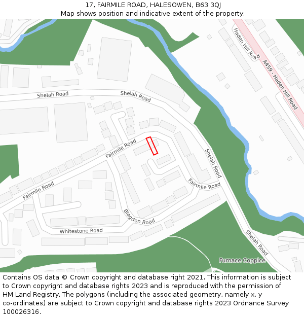 17, FAIRMILE ROAD, HALESOWEN, B63 3QJ: Location map and indicative extent of plot