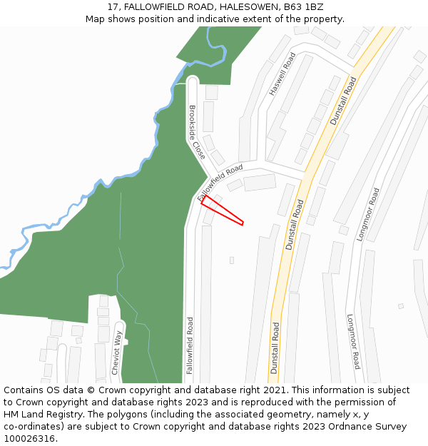 17, FALLOWFIELD ROAD, HALESOWEN, B63 1BZ: Location map and indicative extent of plot
