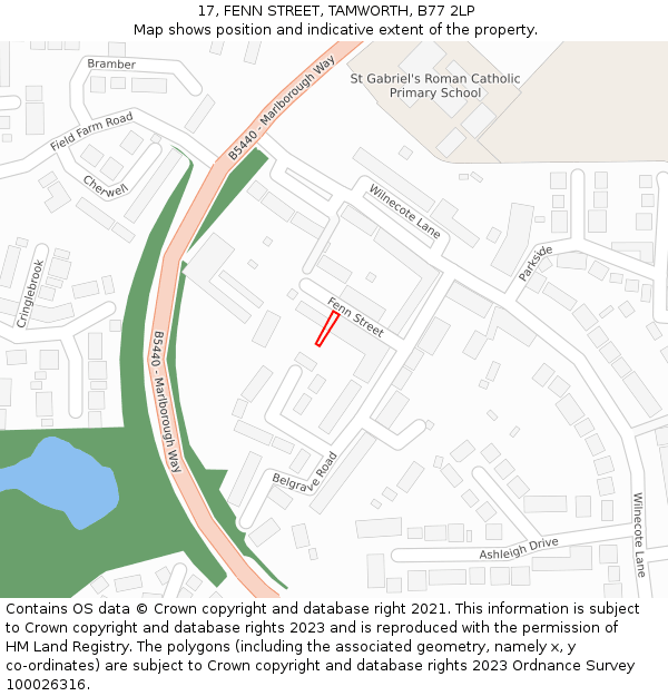 17, FENN STREET, TAMWORTH, B77 2LP: Location map and indicative extent of plot