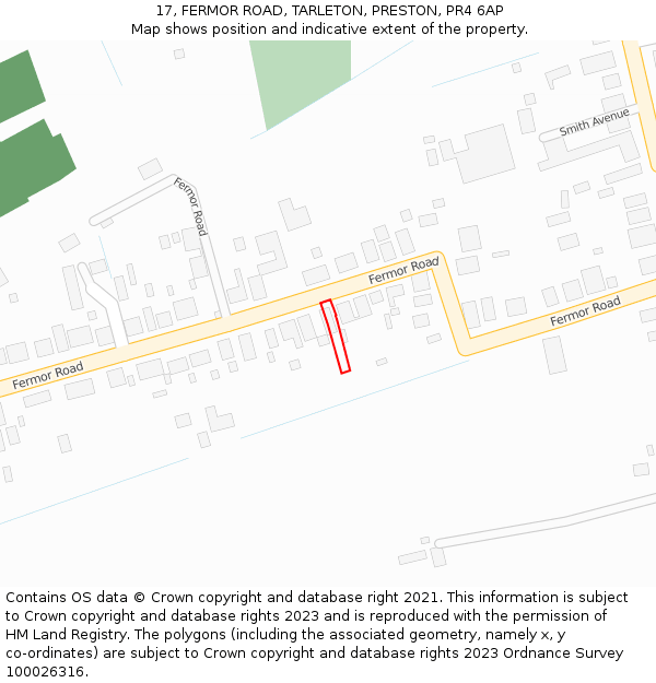 17, FERMOR ROAD, TARLETON, PRESTON, PR4 6AP: Location map and indicative extent of plot