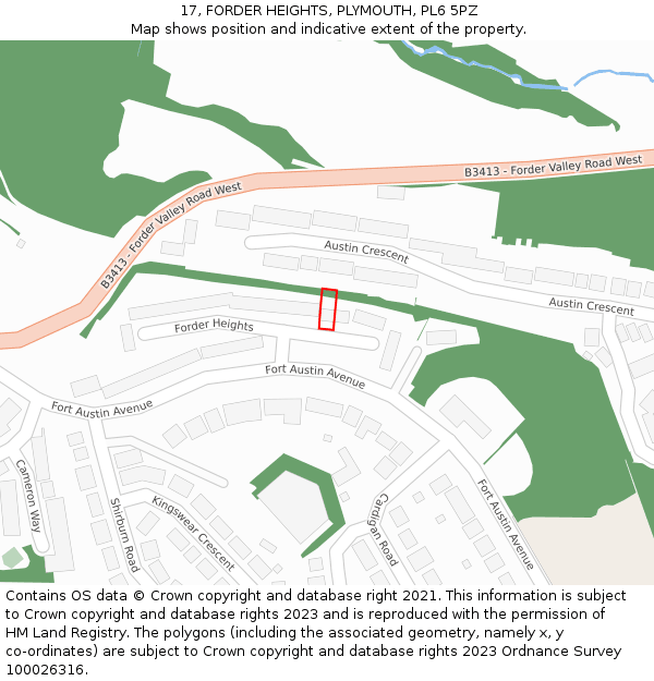 17, FORDER HEIGHTS, PLYMOUTH, PL6 5PZ: Location map and indicative extent of plot