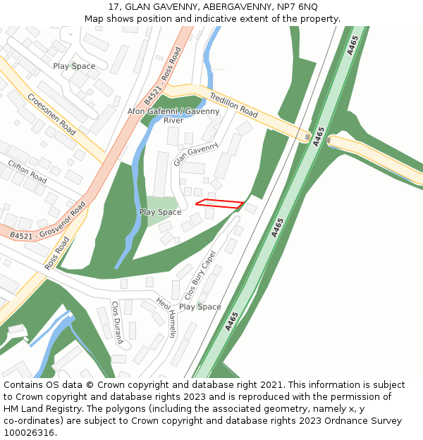 17, GLAN GAVENNY, ABERGAVENNY, NP7 6NQ: Location map and indicative extent of plot